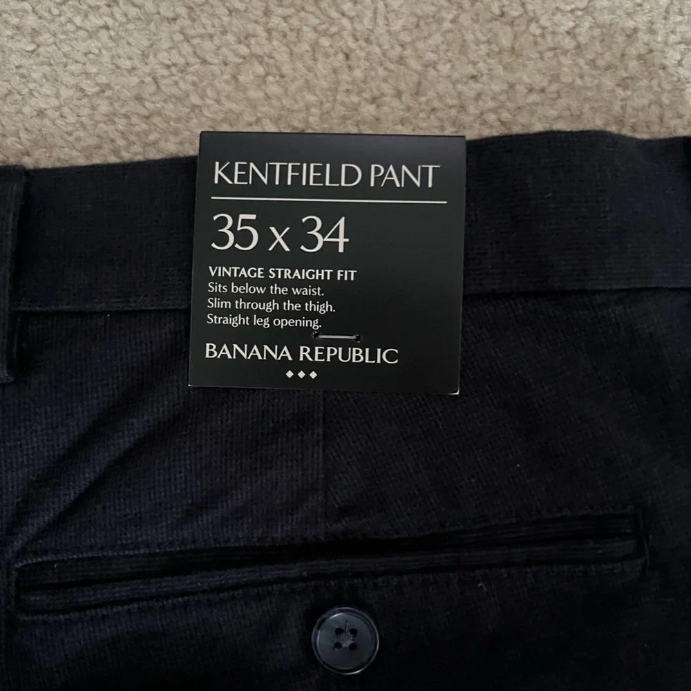 New With Tags Banana Republic Kentfield Pant Straight Fit 35 X 34 Heather Navy